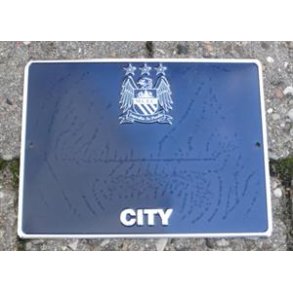 Manchester City skilt sort metal m / medflgende numre